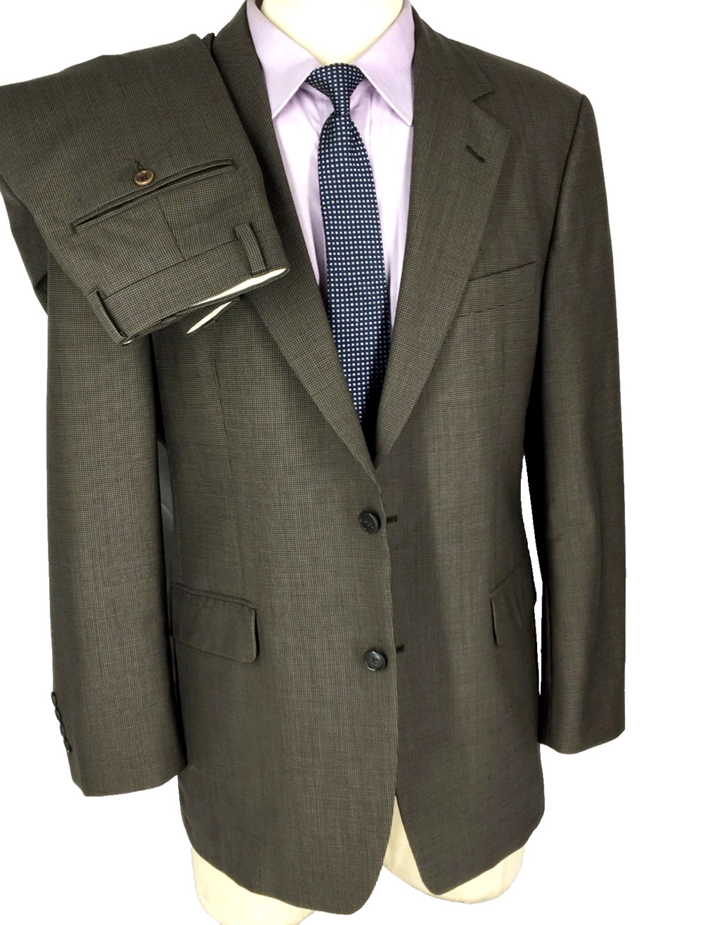 40R Brooks Brothers 346 Mens Vintage 2 Button Wool Suit Houndstooth Pants 32